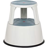 hjh OFFICE 830008 taburete escalera TIO-M II metal gris claro taburete con ruedas estable cocina hogar oficina